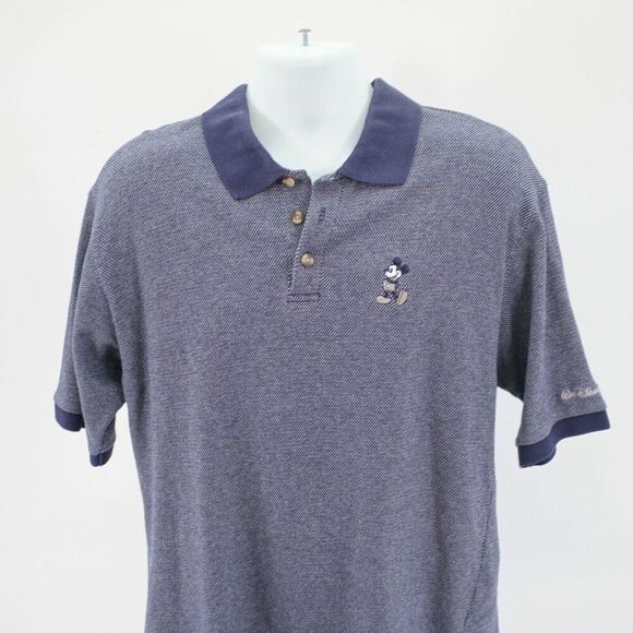 Walt Disney World Knit Blue‎ Polo Shirt Large Mickey Mouse Icon - Picture 1 of 11